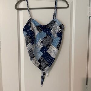 French Kyss Blue Bandana Patchwork Tank Top
